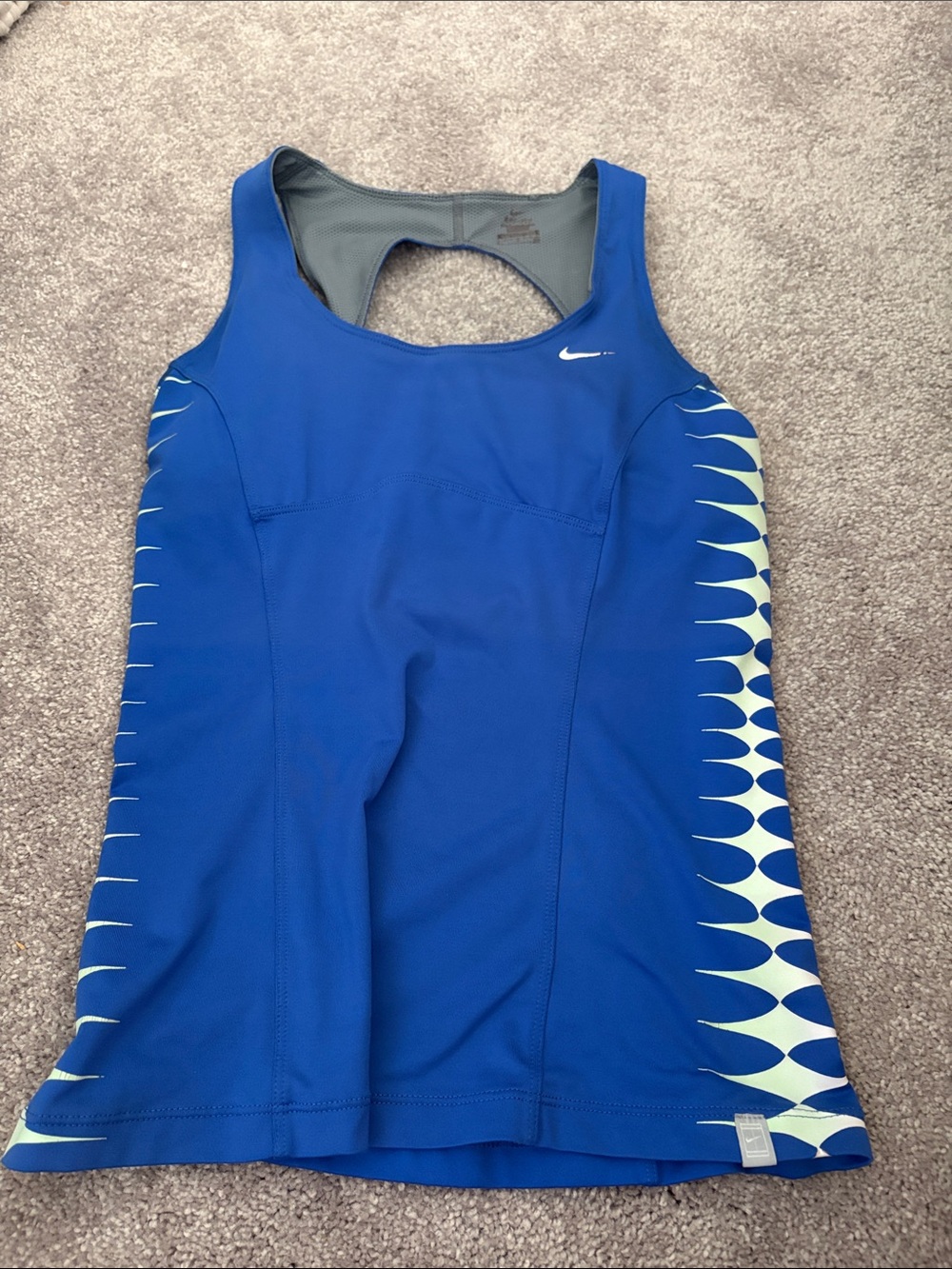 Nike Blue Racerback Tank with Mint Graphic Side Accents